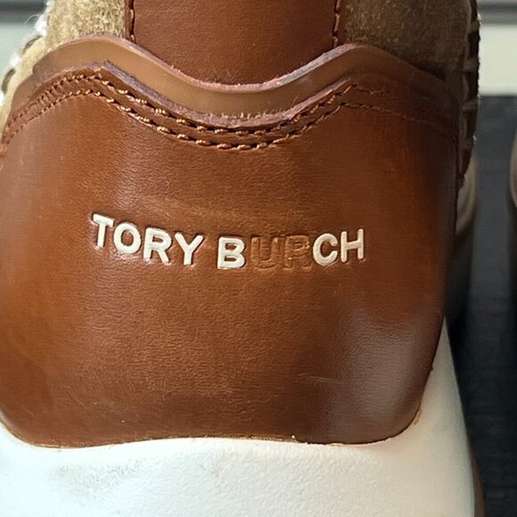 Tory Burch Gemini Link Platform Boots Women Size 5.5 Suede Winter Sheep Fur - Picture 6 of 12